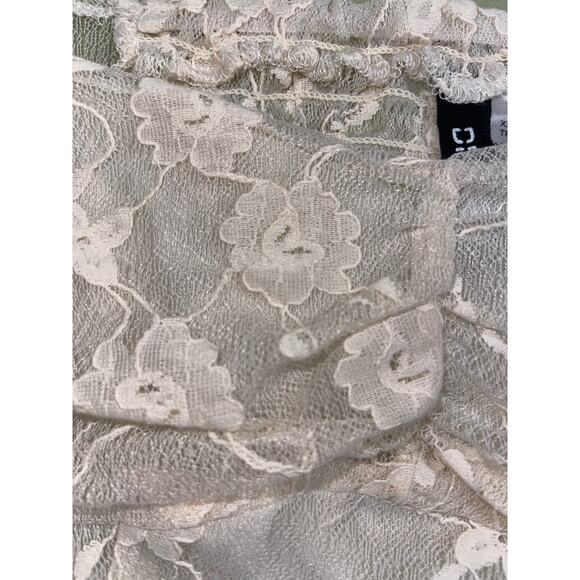 Divided by H&M Womens Top Size Extra Small XS Cream Sheer Lace Long Sleeve Crop - Picture 3 of 7